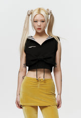 RIBBON SAILOR VEST (BLACK)