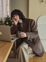 Line wool loose fit blazer