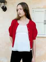 VOLUME SLEEVE HALF CARDIGAN RED