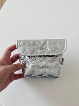 Silver Heart Button Pouch