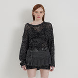 BLACK STAR SEE-THROUGH KNIT