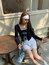 strap lace-up long-sleeved inner two-piece