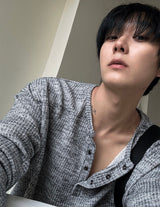 Melange Knit Henley Neck