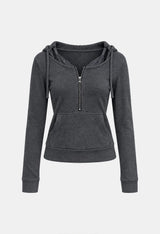 Daniela Lace Half-Zip Hoodie Top