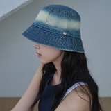ヴィンテージ ブリーチング デニム バケットハット(Dark Blue Denim)