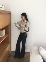 バウンスストライプスリムフィットクロップドロングTシャツ