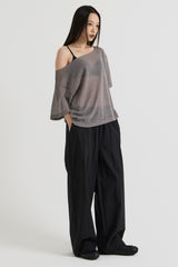 ニットワンショルダーTシャツ, Charcoal