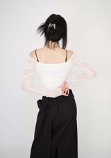 Ara off-Shoulder Mesh Tee