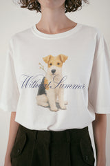 パピーポートレートTシャツ_アイボリー