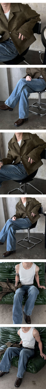 [Unisex] ベーシックなセミワイドデニムパンツ(4color)
