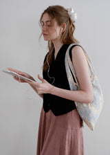 Lace Flower Shoulder Bag_Beige