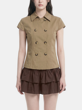 Roven Double Button Collar Blouse