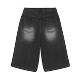 Fire Rose Bermuda Denim Pants Black