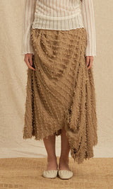 Ethnic drape long skirt Beige