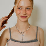 Aurora Star Pearl Chain Drop Surgical Necklace