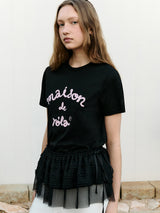 LAYERED WRAP MINI SKIRT BLACK