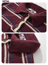 wool knit polo collar stripe knitwear