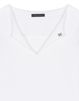 [mnem] split metal collar tee (white)