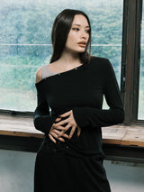 EYELET OFF SHOULDER L/S (BLACK)