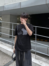 ドローイングキャットハーフTシャツ