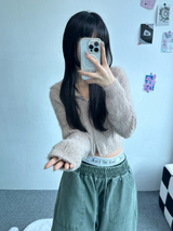 アンゴラクロップフードジップアップ🖤🩷💛🤎💚 - 6カラー