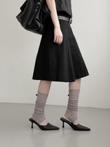 Cotton Gored Flare Midi Skirt