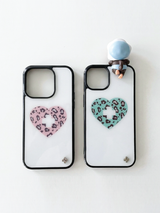 [Glass] Leopard Heart Case