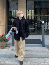 Cotton wide banding balloon pants 3C