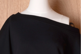One-Shoulder Crop Sweatshirt-Black
