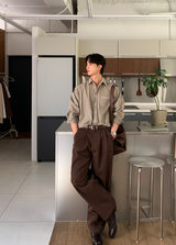 Glass Pigment Basic Cotton Shirt 