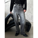 [S-XL] All brush carpender patch denim pants