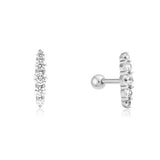 シルバーバーボールシングルピアス ロジウムメッキ + 925シルバー E070-06H