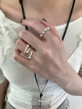 Simple silver balls banding ring