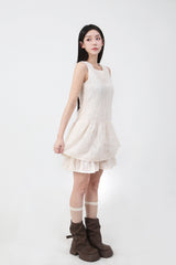 Double Frill Sleeveless Onepiece_cream