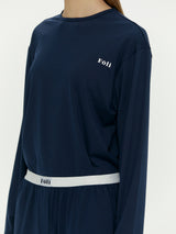 (Unisex) エッセンシャルストレッチフィットロングスリーブパジャマセット　ネイビー