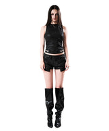 GLOW DENIM HOT PANTS BLACK