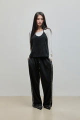 Halter-Tie Suede Apron_Black