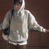 Koyu Button Stripe Warmer Hooded T-shirt