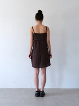 Boho Shirring Mini Dress (Brown)