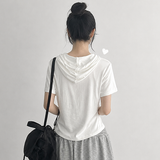 Fine V-neck Burton Hooded Short Sleeve Tee (3 colors)
