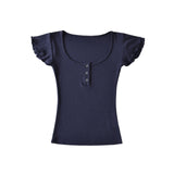Elin U-Neck Slim Cap Tee