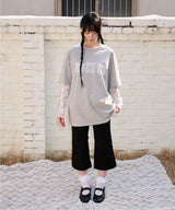 レースフラワーTシャツ - グレー
