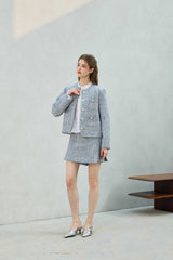 CHERISH TWEED SKIRT PANTS / SKY BLUE