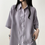 Lori Linen Oversized Fit Short Sleeve Shirt Shirt