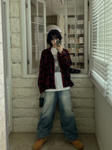 Drain embossed washed balloon denim pants