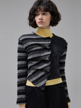 [LINE] Unbalance Draping Button Cardigan