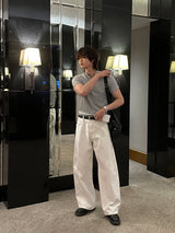 LMN アワーハーフジップアップスリットスリーブニットウェア (4 colors)