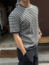 Vine sripe waffle short sleeve