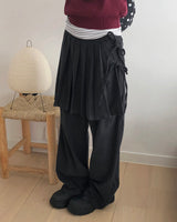 Scheme Corduroy Pleated Layered Wrap Skort Pants