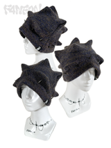 Spiky Textured Knit Beanie Punk Studded Brim  Hat